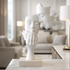 Soprammobili Moderni-Bongelli Preziosi scultura face volti moderna base nocciola