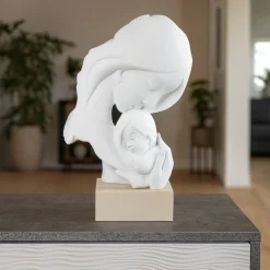Soprammobili Moderni-Bongelli Preziosi scultura maternita face bianca base nocciola