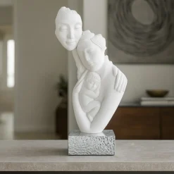 Soprammobili Moderni-Bongelli Preziosi scultura moderna face famiglia h27 base argento