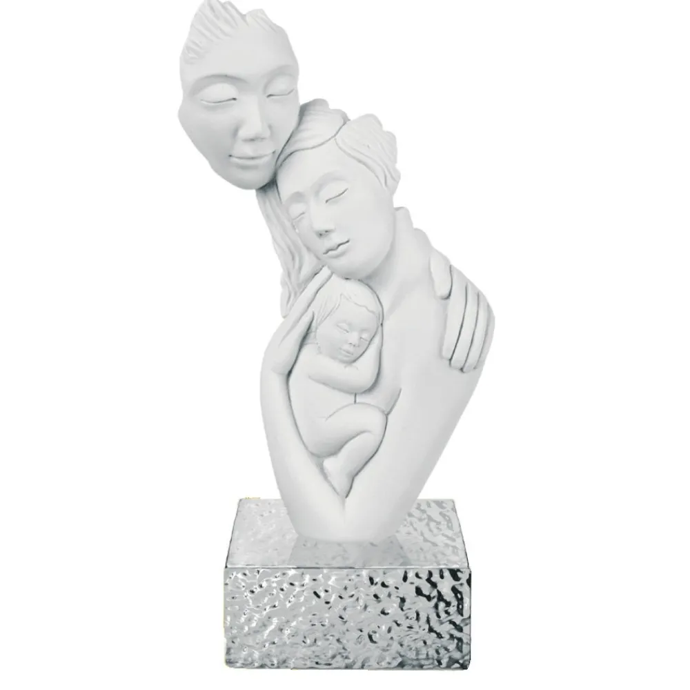 Soprammobili Moderni-Bongelli Preziosi scultura moderna face famiglia h27 base argento