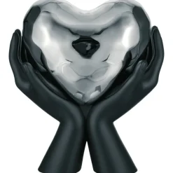 Soprammobili Moderni-Bongelli Preziosi scultura mani nere cuore argento h13 moderna