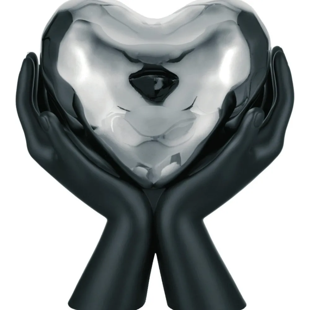 Soprammobili Moderni-Bongelli Preziosi scultura mani nere cuore argento h13 moderna