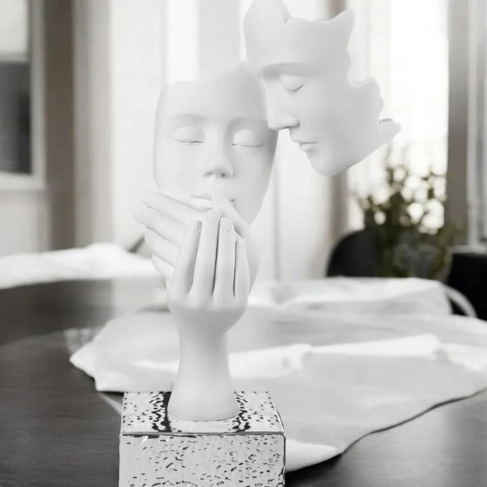 Soprammobili Moderni-Bongelli Preziosi scultura moderna volti face bianco argento