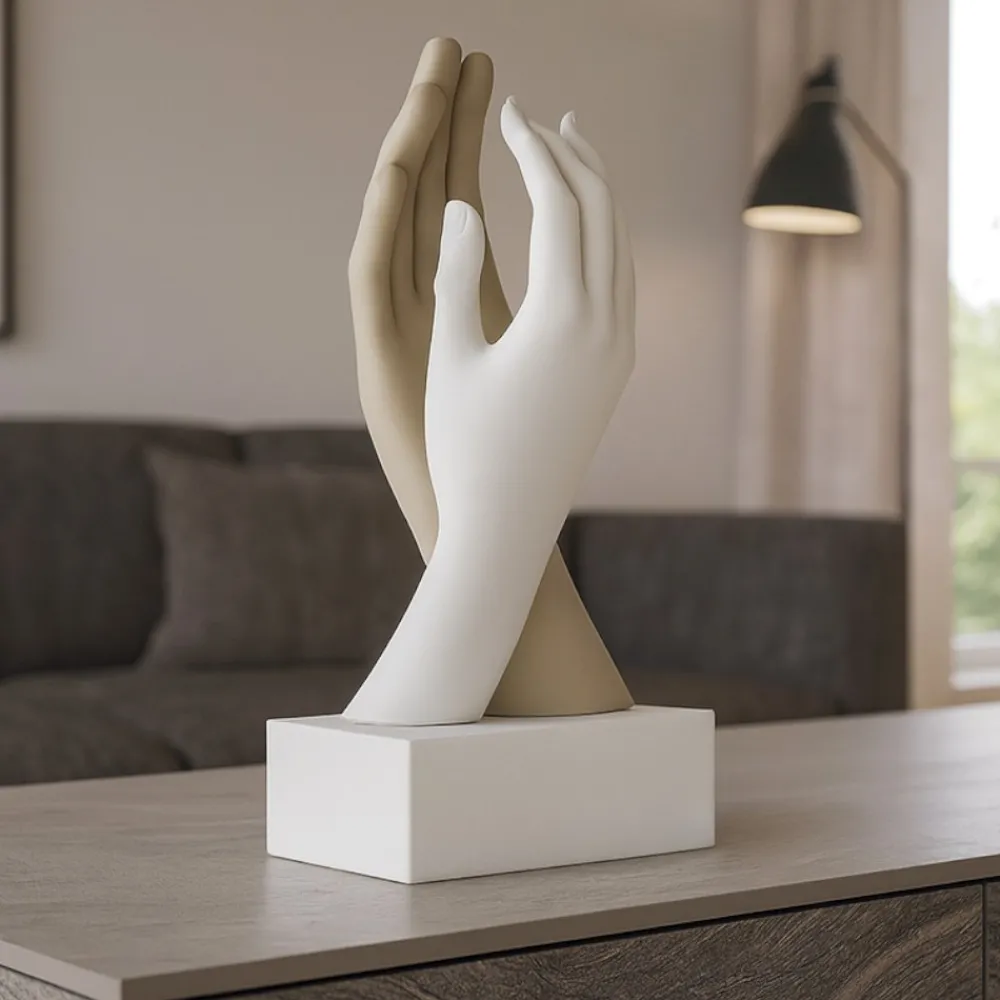 Soprammobili Moderni-Bongelli Preziosi scultura soprammobile mani bianco nocciola