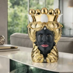 Soprammobili Moderni-Bongelli Preziosi testa di moro h28 lui oro scultura