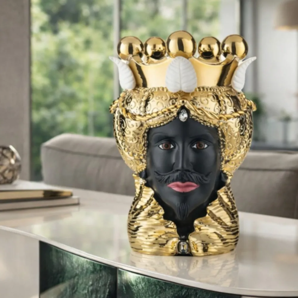 Soprammobili Moderni-Bongelli Preziosi testa di moro h28 lui oro scultura