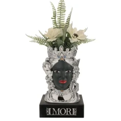 Soprammobili Moderni-Bongelli Preziosi testa di moro lei h28 vaso argento