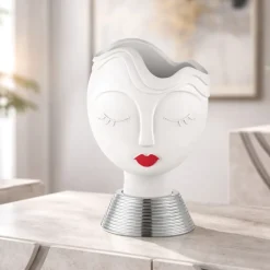 Soprammobili Moderni-Bongelli Preziosi vasetto scultura testa donna h27 argento
