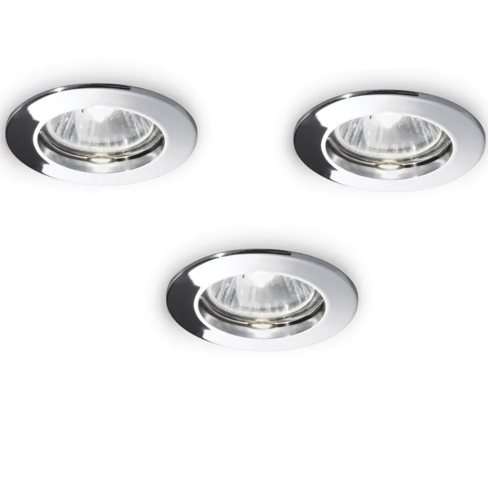 Faretti Da Incasso-Ideal Lux Box 3 faretti da incasso jazz fi rotondo cromo per cartongesso