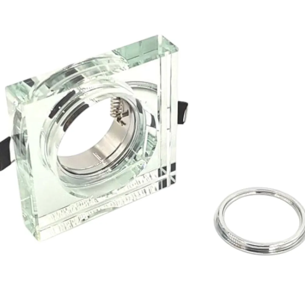 Faretti Da Incasso-Ideal Lux Box 3 faretti da incasso vetro quadrato blues fi square