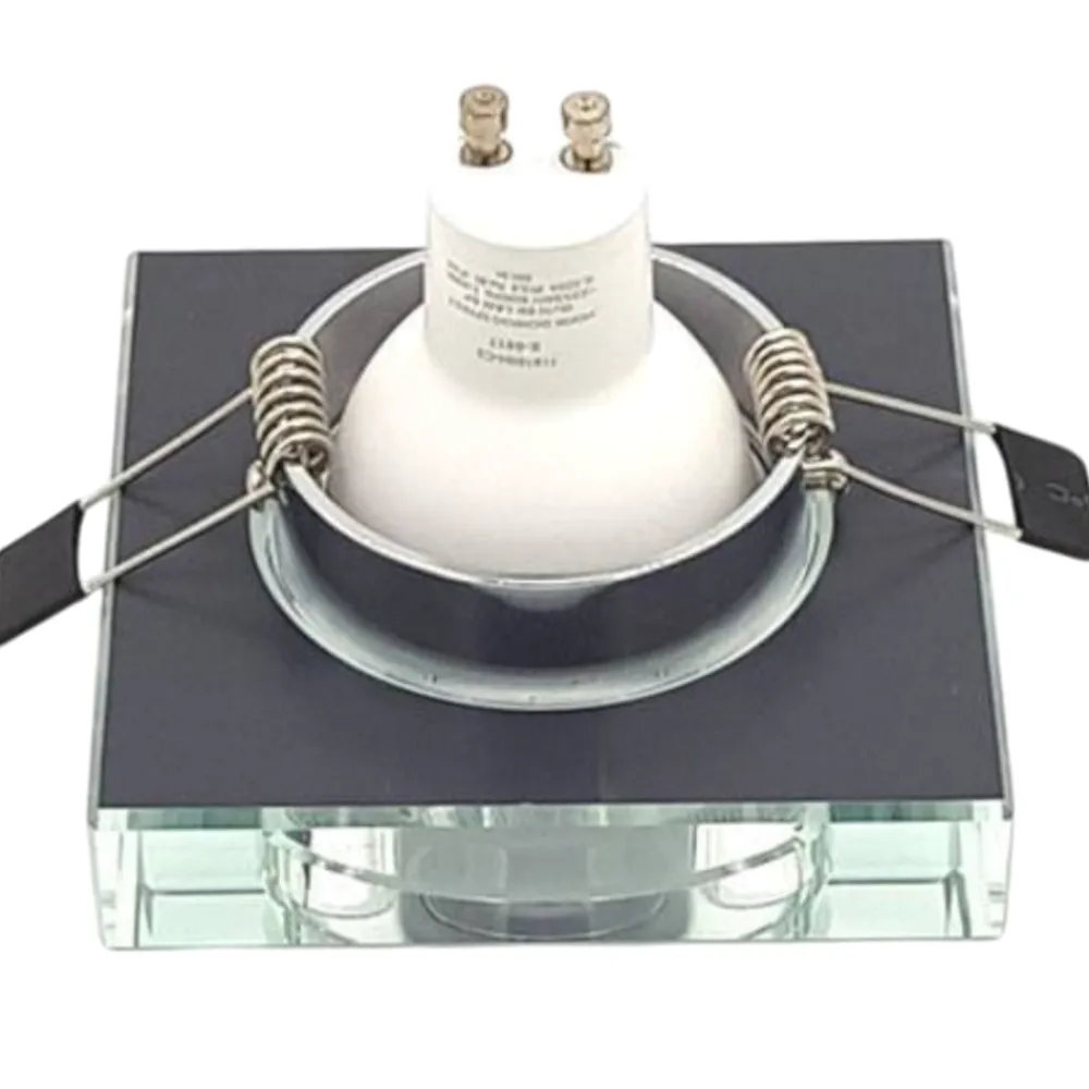 Faretti Da Incasso-Ideal Lux Box 3 faretti da incasso vetro quadrato blues fi square