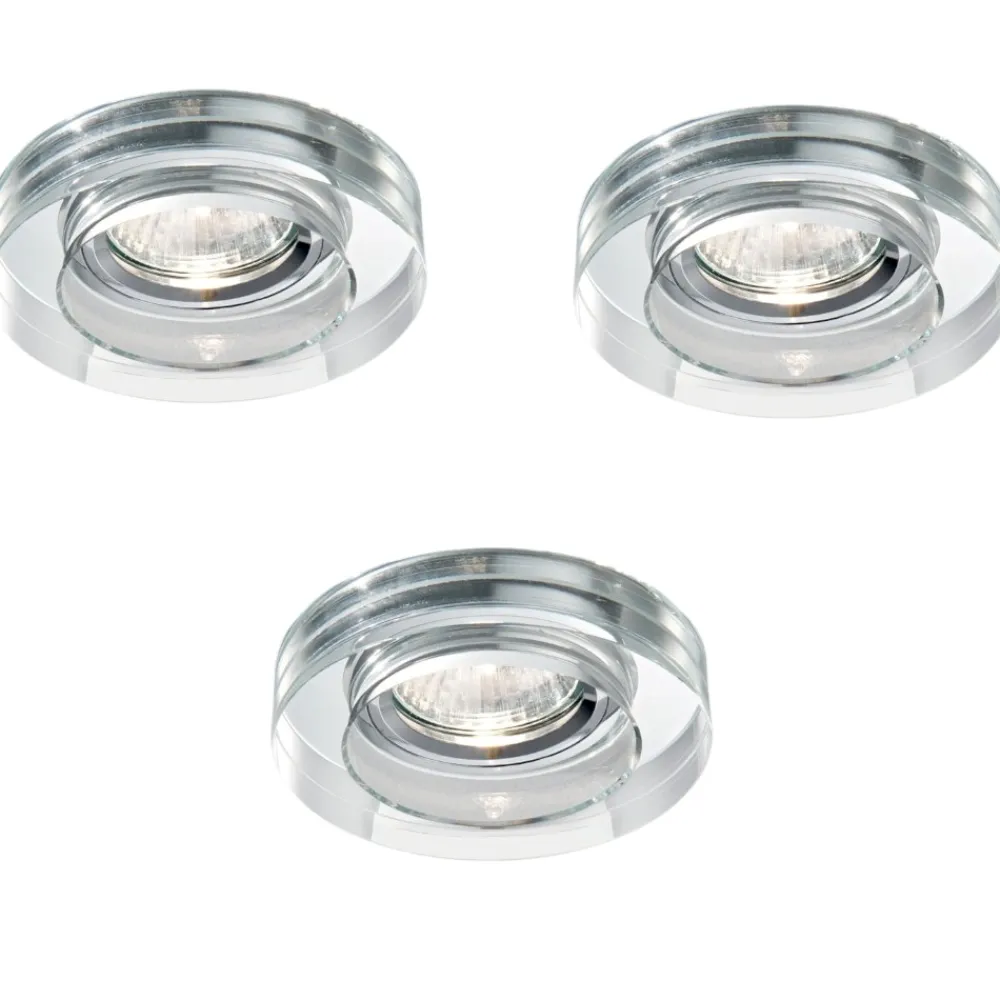 Faretti Da Incasso-Ideal Lux Box 3 faretti di vetro trasparente da incasso blues fi round