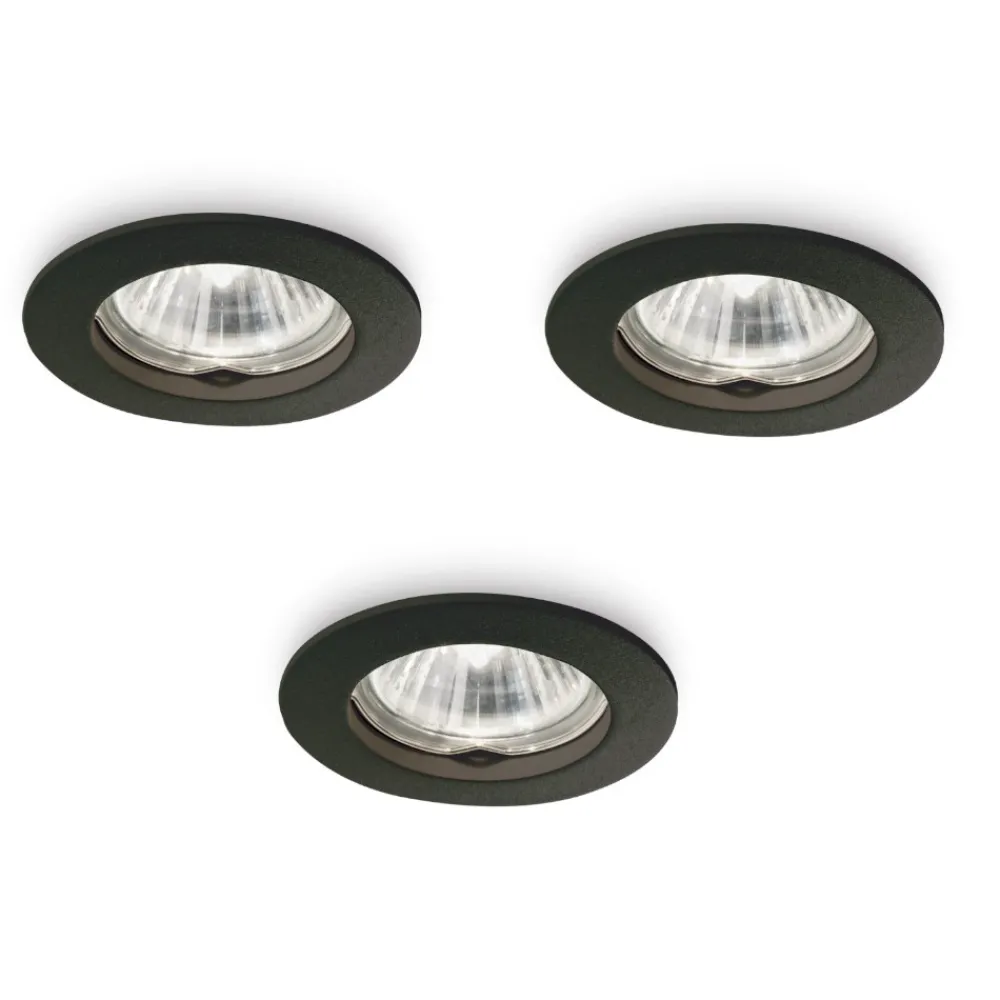 Faretti Da Incasso-Ideal Lux Box kit da 3 jazz fi faretto da incasso per cartongesso rotondo nero