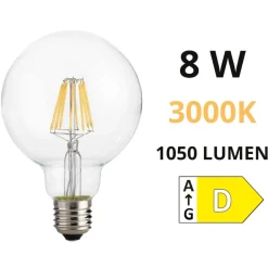 Lampadine Led-Ideal Lux Box 10 lampadine led e27 8w 3000k 1050lm globo trasparente filamento