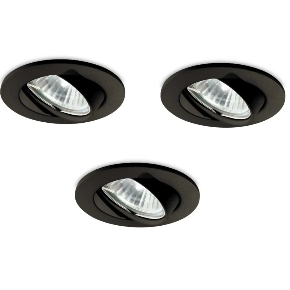 Faretti Da Incasso-Ideal Lux Box 3 swing fi faretti nero da incasso per cartongesso orientabili rotondi