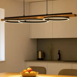 Lampadari Cucina-Eglo Boyal lampadario per cucina in legno effetto anticato led 3000k