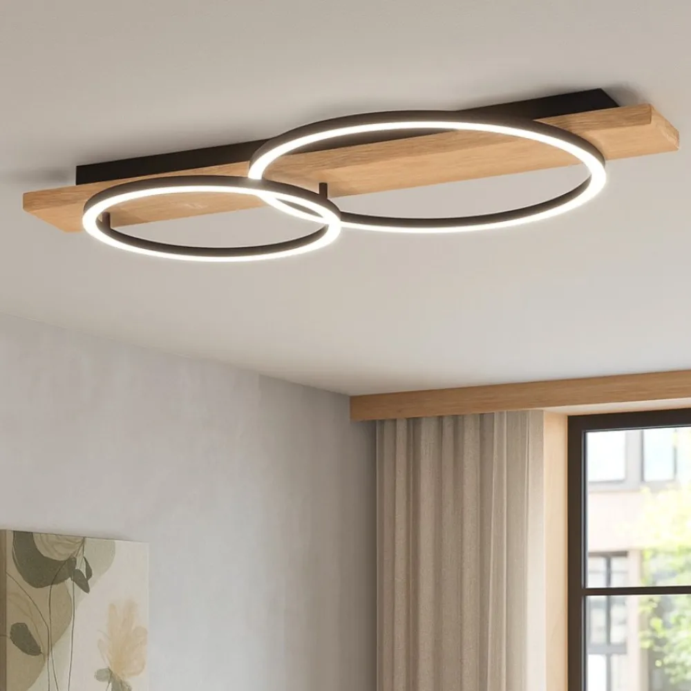 Plafoniere Moderne-Eglo Boyal plafoniera moderna in legno led 3000k