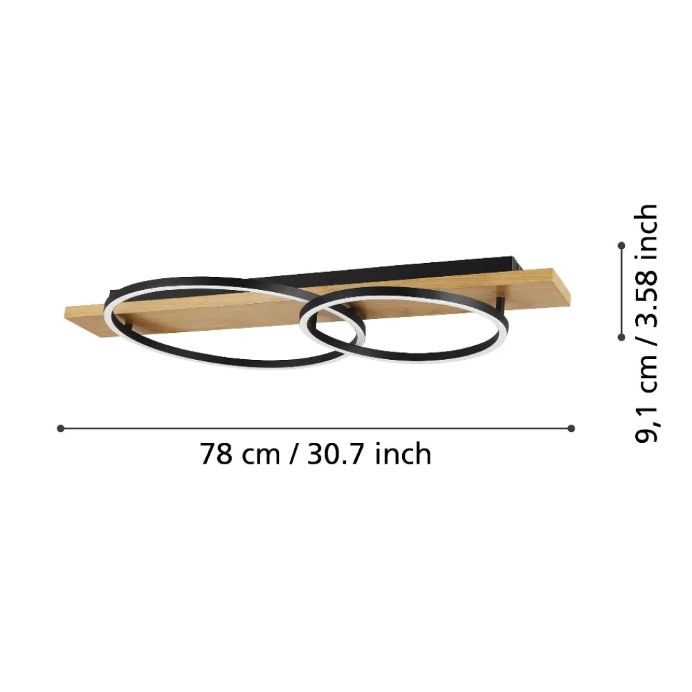 Plafoniere Moderne-Eglo Boyal plafoniera moderna in legno led 3000k