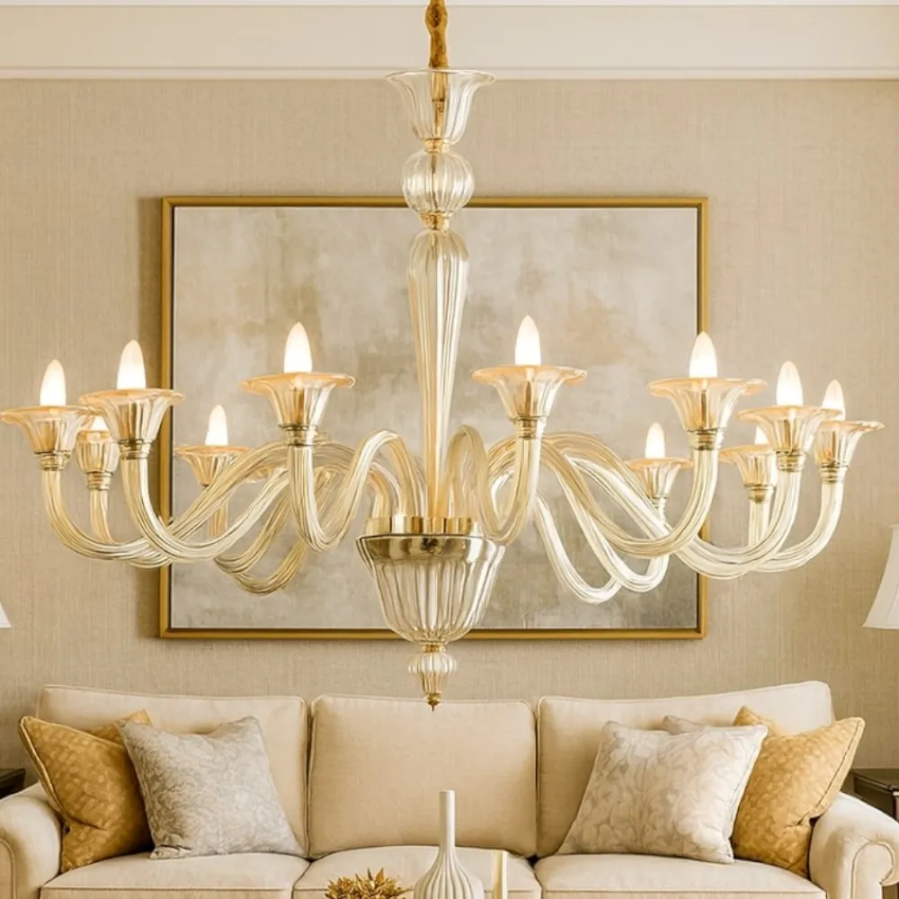 Lampadari Moderni-Ideal Lux Brigitta sp12 lampadario di cristallo 12 bracci ambra