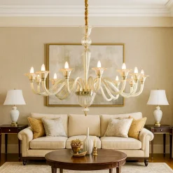 Lampadari Moderni-Ideal Lux Brigitta sp12 lampadario di cristallo 12 bracci ambra