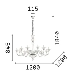 Lampadari Moderni-Ideal Lux Brigitta sp12 lampadario di cristallo 12 bracci ambra