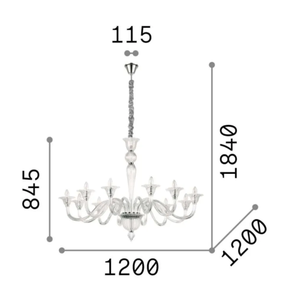 Lampadari Moderni-Ideal Lux Brigitta sp12 lampadario di cristallo 12 bracci ambra