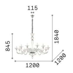 Lampadario Camera Da Letto-Ideal Lux Brigitta sp12 lampadario per salotto cristallo trasparente 12 luci