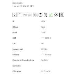 Faretti Da Incasso-Linea Light Bubble faretto nero led 9w 3000k 24v ottica 15 da incasso