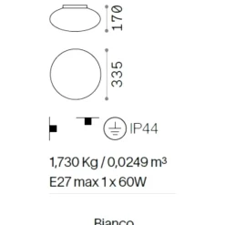 Plafoniere Bagno-Ideal Lux Bubble pl1 plafoniera bagno design rotonda