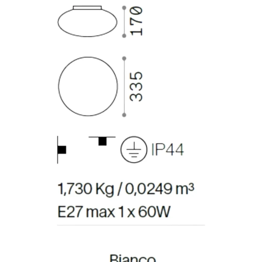 Plafoniere Bagno-Ideal Lux Bubble pl1 plafoniera bagno design rotonda