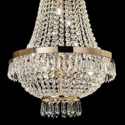 Lampadari Moderni-Ideal Lux Caesar sp9 lampadario oro cristalli trasparenti