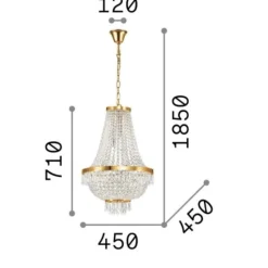 Lampadari Moderni-Ideal Lux Caesar sp9 lampadario oro cristalli trasparenti