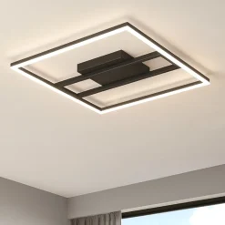 Plafoniere Moderne-Eglo Calagrano z plafoniera moderna quadrata nera led rgb 2700k a 6500k