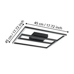 Plafoniere Moderne-Eglo Calagrano z plafoniera moderna quadrata nera led rgb 2700k a 6500k