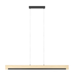 Lampadari Cucina-Eglo Camacho lampadario in legno per cucina nero led 25w 3000k dimmerabile