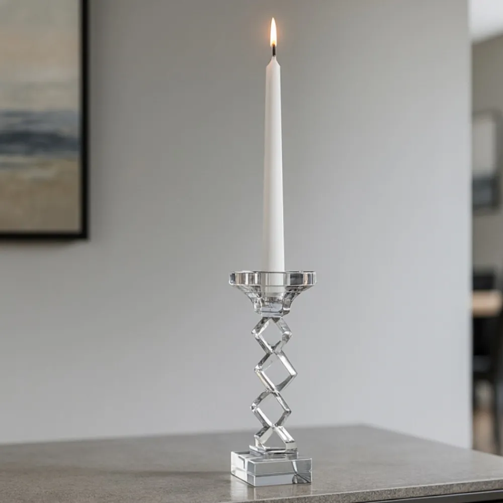 Soprammobili Moderni-Selezionato da Mazzolaluce Candelabro da tavolo 1 fiamma vetro cristallo fp