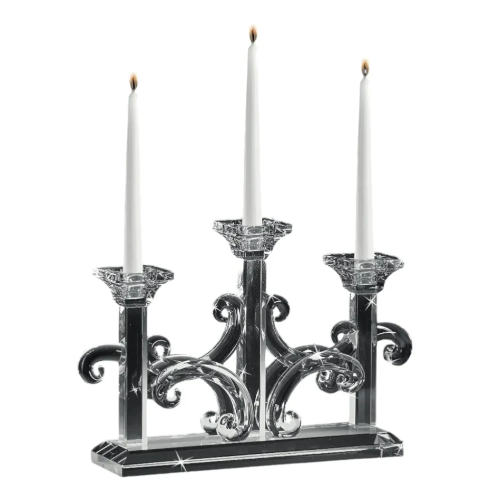 Soprammobili Moderni-Selezionato da Mazzolaluce Candelabro tre fiamme da tavola candeliere di vetro cristallo