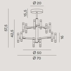 Plafoniere Moderne-Perenz Illuminazione Candles perenz lampadario oro spazzolato led 3000k dimmerabile