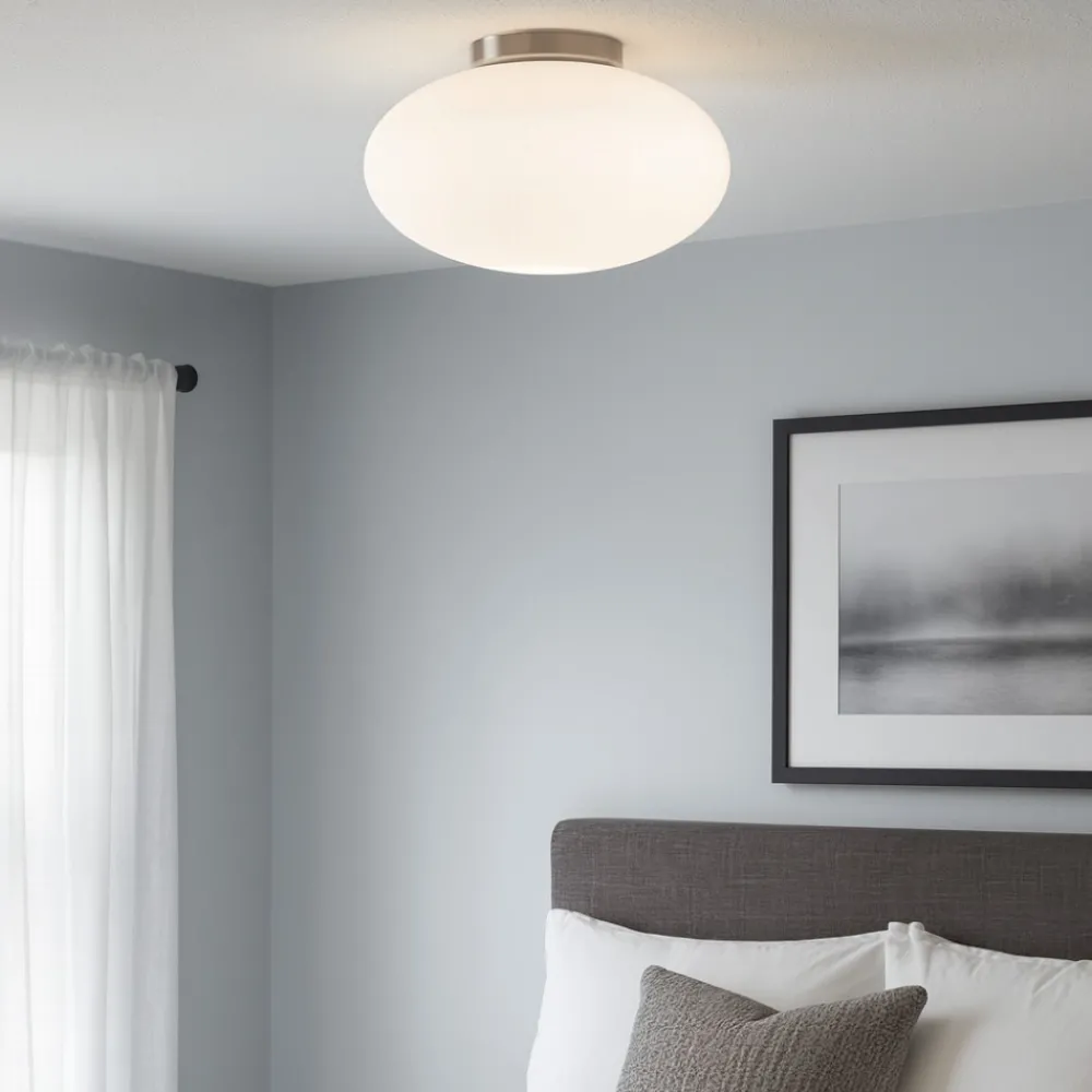 Plafoniere Moderne-Ideal Lux Candy pl1 d40 plafoniera camera da letto 40cm sfera vetro bianco