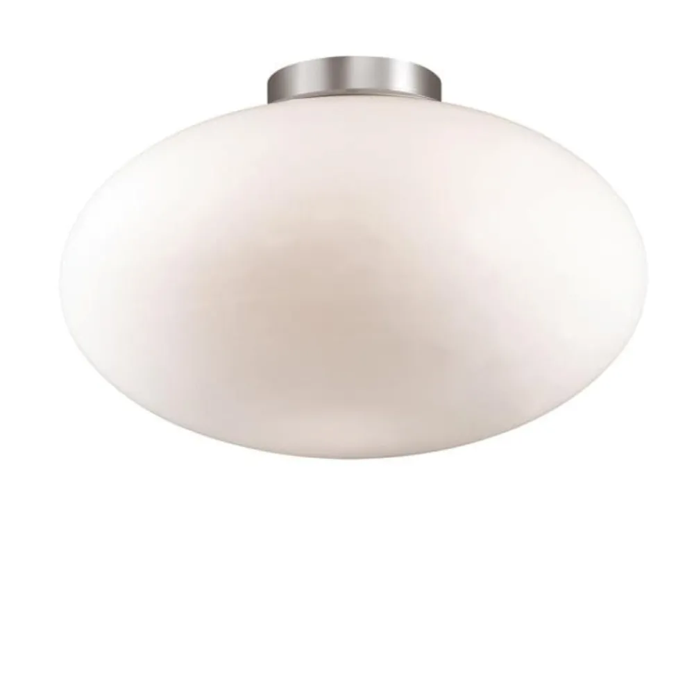 Plafoniere Moderne-Ideal Lux Candy pl1 d40 plafoniera camera da letto 40cm sfera vetro bianco