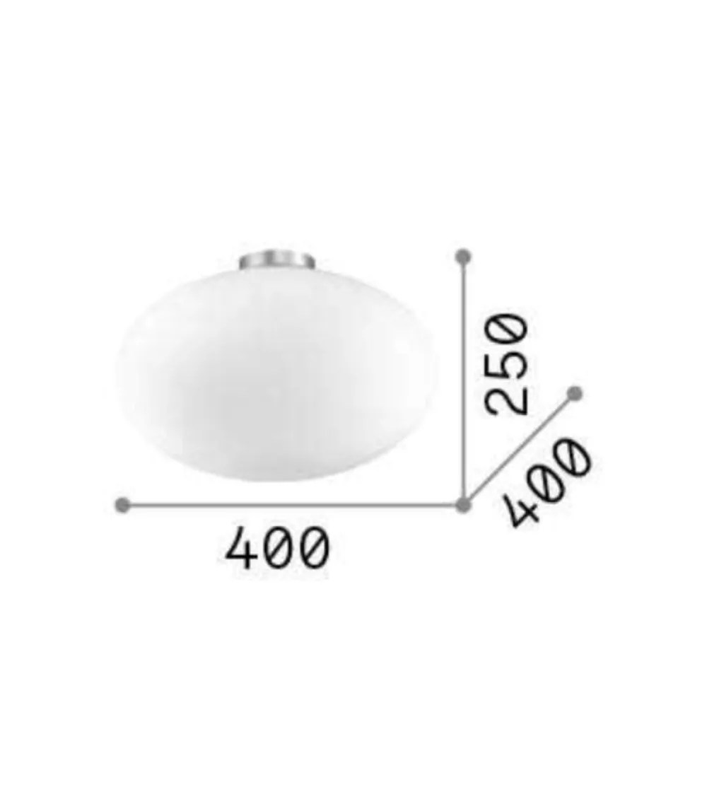 Plafoniere Moderne-Ideal Lux Candy pl1 d40 plafoniera camera da letto 40cm sfera vetro bianco