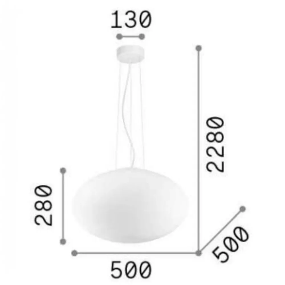 Lampadario Camera Da Letto-Ideal Lux Candy sp1 d50 idea lux lampadario sfera vetro bianco