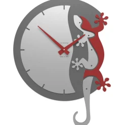 Orologi Da Parete Moderni-Selezionato da Mazzolaluce Caorologio moderno da parete legno colore grigio rosso rubino