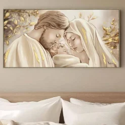 Capezzali-Selezionato da Mazzolaluce Capezzale capoletto sacra famiglia oro 140x70 dipinto con cornice