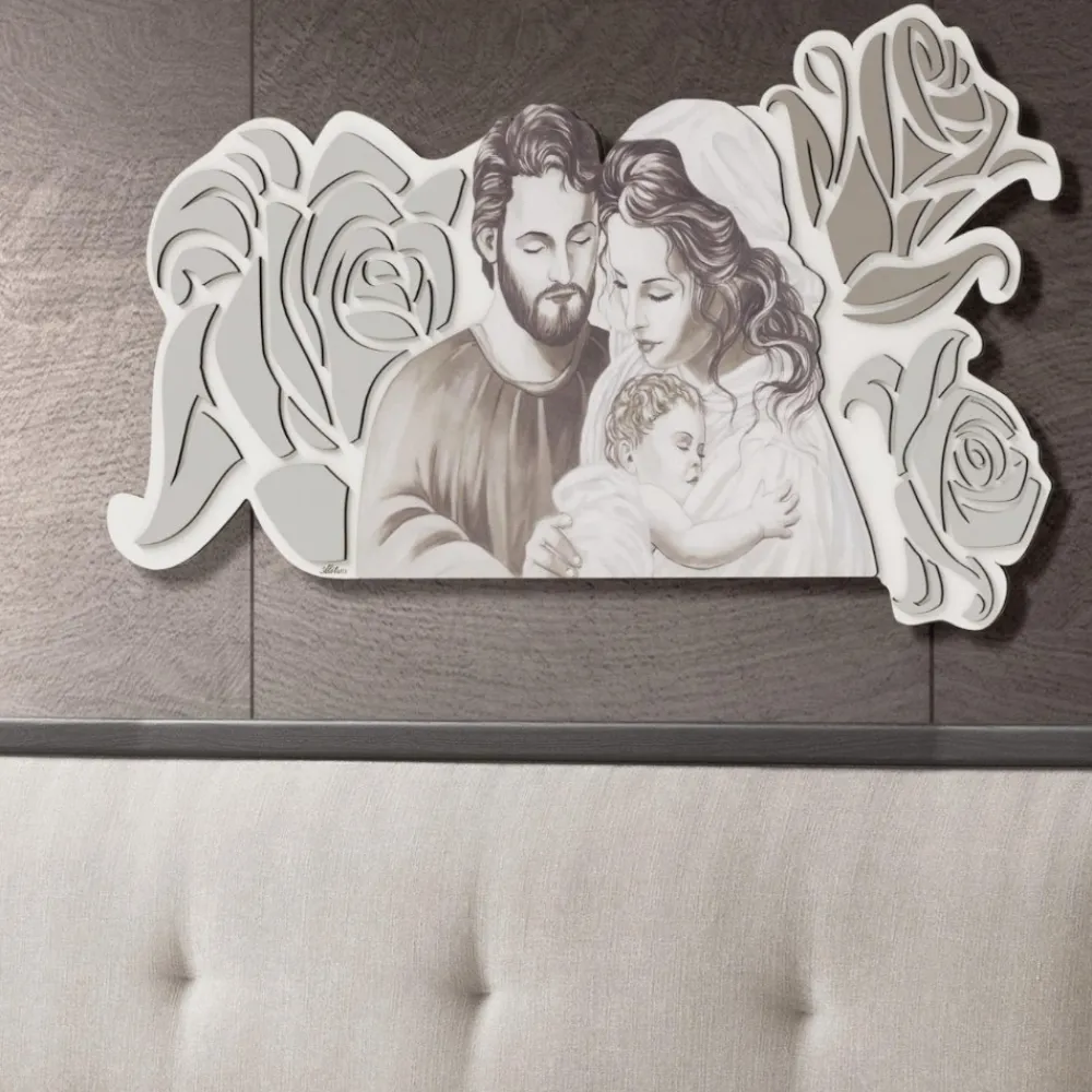 Capezzali-Selezionato da Mazzolaluce Capezzale classico sacra famiglia 120x60 legno bianco grigio tortora