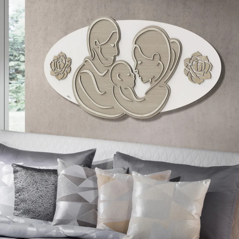 Capezzali-Selezionato da Mazzolaluce Capezzale sacra famiglia moderna ovale design 120x60 bianco rovere
