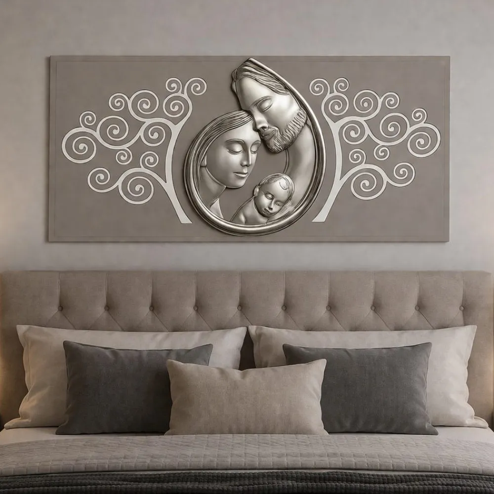 Capezzali-Selezionato da Mazzolaluce Capezzale sacra famiglia 80x40 argento avorio albero della vita tortora