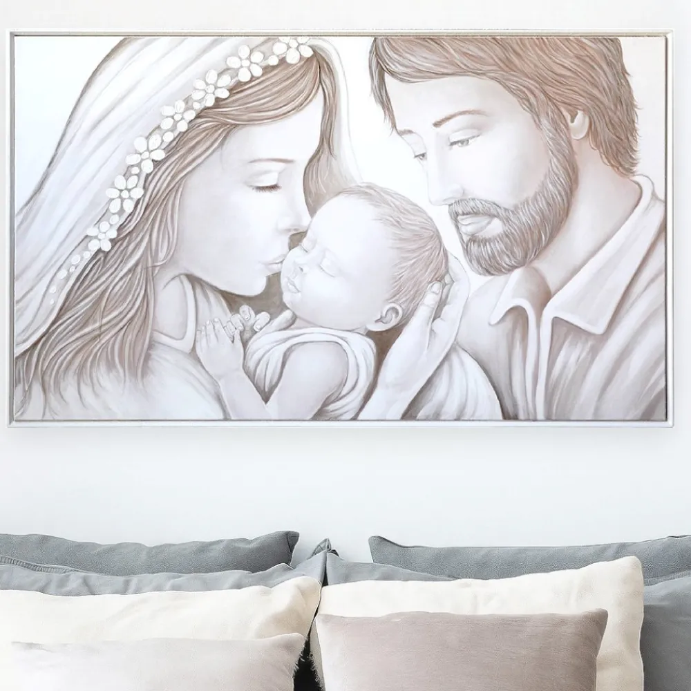 Capezzali-Selezionato da Mazzolaluce Capezzale sacra famiglia 122x72 cornice legno bianca stile contemporaneo