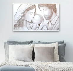 Capezzali-Selezionato da Mazzolaluce Capezzale sacra famiglia 122x72 cornice legno bianca stile contemporaneo