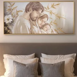 Capezzali-Selezionato da Mazzolaluce Capezzale sacra famiglia 120x60 decorato resina lucido cornice oro